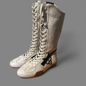 NAKED WOLFE BETSY WHITE ALCOHOL LEATHER BOXING BOOTS